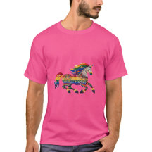 Unicorn Prance Folk Print Unisex T - Shirt