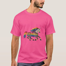 Unicorn Prance Folk Print Unisex T - Shirt