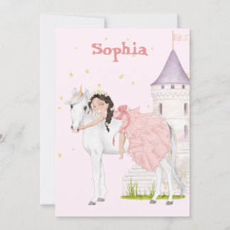 Unicorn Princess Age Dark Hair Geburtstag Einladung
