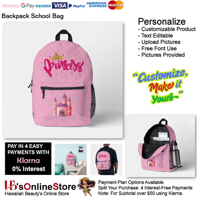Unicorn Princess Castle Fantasy School Supplies 23 Bedruckter Rucksack (Unicorn Princess Castle Pink School Supplies Printed Backpack 23.)