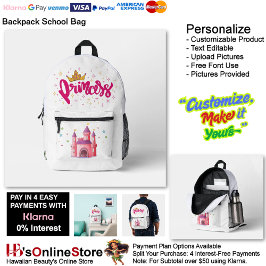 Unicorn Princess Castle Fantasy School Supplies 3 Bedruckter Rucksack