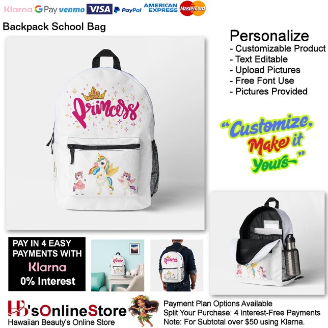 Unicorn Princess Dreamy Fantasy School Supplies 15 Bedruckter Rucksack (Unicorn Princess Dreamy Fantasy School Supplies Printed Backpack 15.)