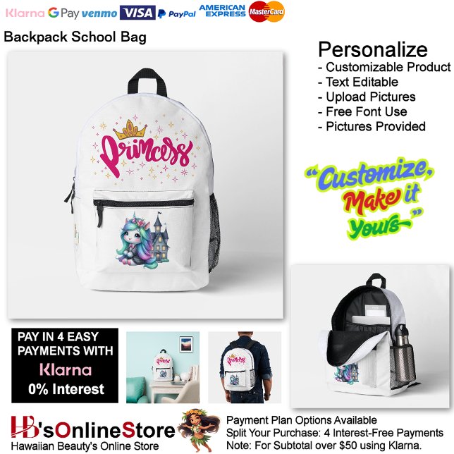 Unicorn Princess Dreamy Fantasy School Supplies 16 Bedruckter Rucksack (Unicorn Princess Dreamy Fantasy School Supplies Printed Backpack 16.)