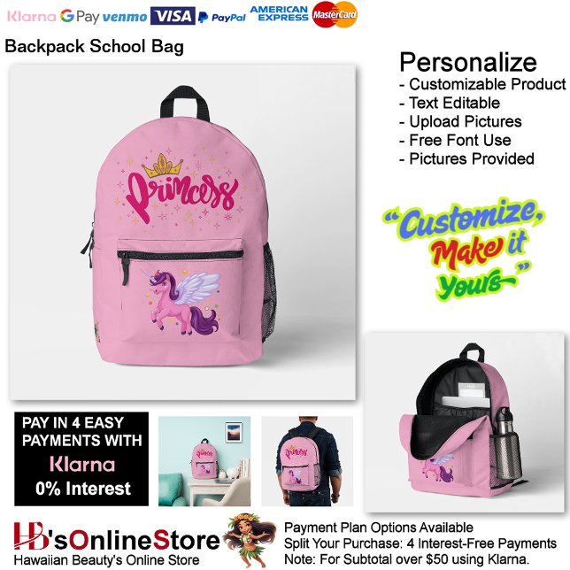 Unicorn Princess Dreamy Fantasy School Supplies 19 Bedruckter Rucksack (Unicorn Princess Pink Fantasy School Supplies Printed Backpack 19.
)