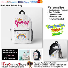 Unicorn Princess Dreamy Fantasy School Supplies 5 Bedruckter Rucksack
