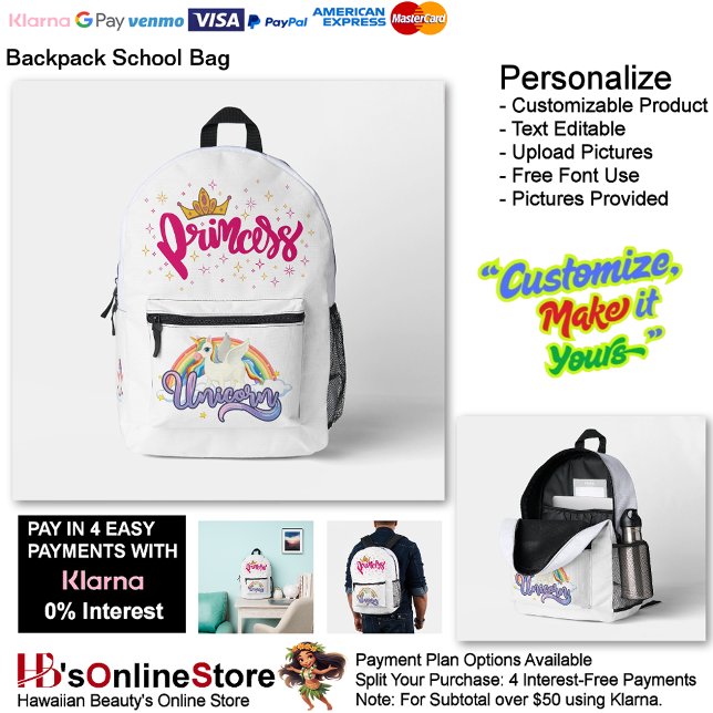 Unicorn Princess Dreamy Fantasy School Supplies 6 Bedruckter Rucksack (Unicorn Princess Dreamy Fantasy School Supplies Printed Backpack 6.)