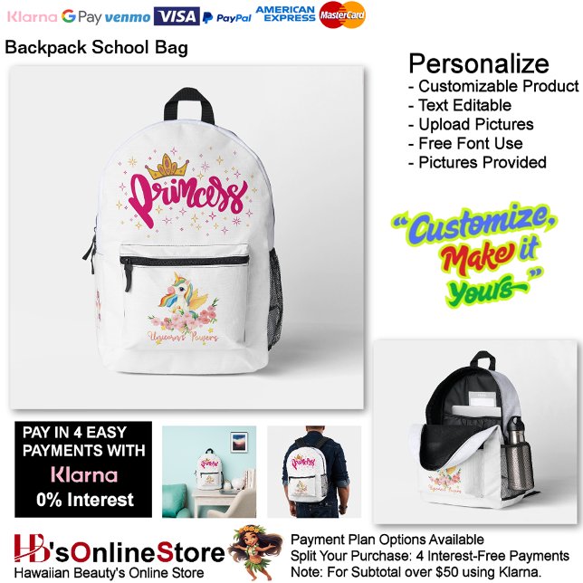 Unicorn Princess Dreamy Fantasy School Supplies 7 Bedruckter Rucksack (Unicorn Princess Dreamy Fantasy School Supplies Printed Backpack 7.)