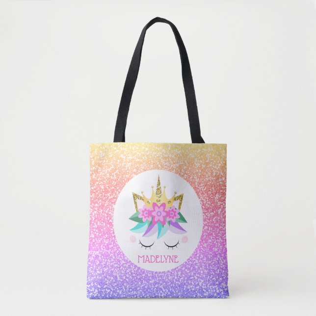 Unicorn Princess Rainbow Glitzer Personalisierter  (Vorderseite)