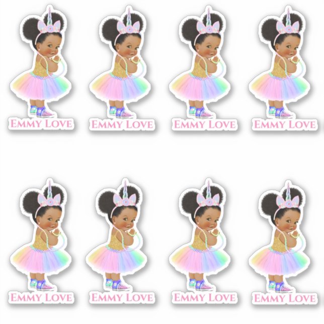 Unicorn Princess Sticker Baby Girl Pastel (Vorderseite)