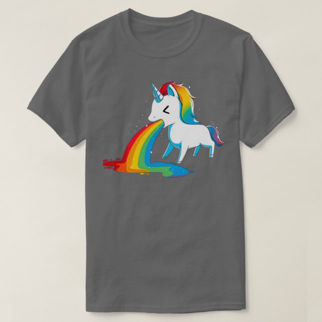 Unicorn Puking Rainbows Funny Unicorn T-Shirt (Design vorne)