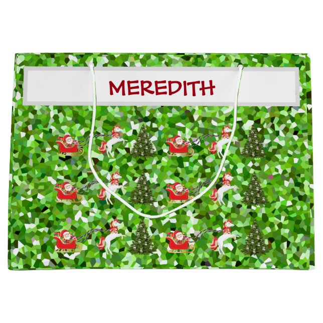 Unicorn Pulling Weihnachts-Schlittenvorführungen Große Geschenktüte (Vorderseite)