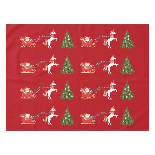 Unicorn Pulling Weihnachts-Weihnachtsgeschenke für Tischdecke (Vorderseite (Horizontal))