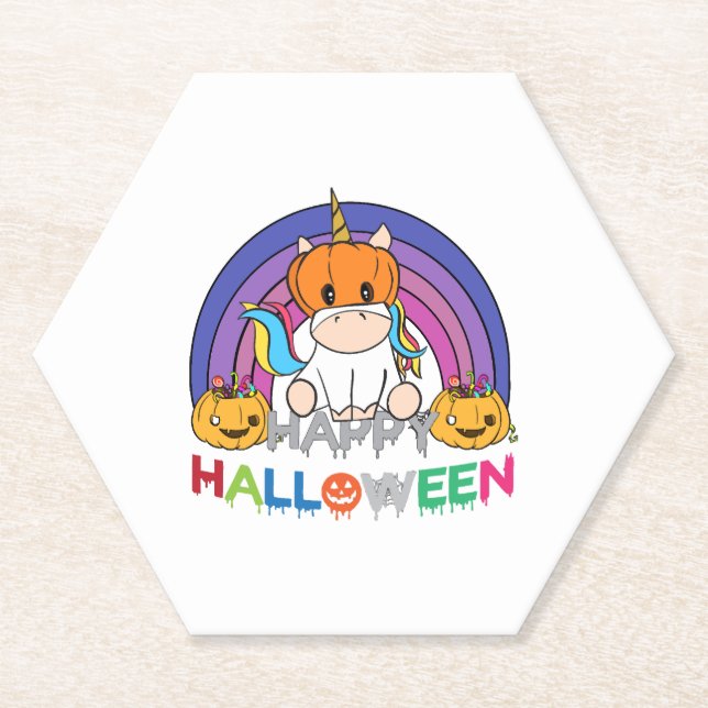 Unicorn Pumpkin Head For Halloween Untersetzer (Vorderseite)