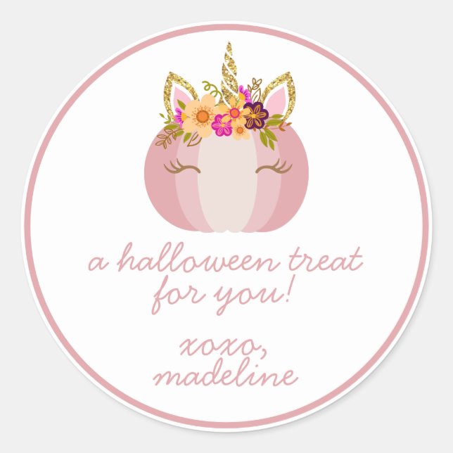 Unicorn Pumpkin | Kids Halloween Sticker (Vorderseite)