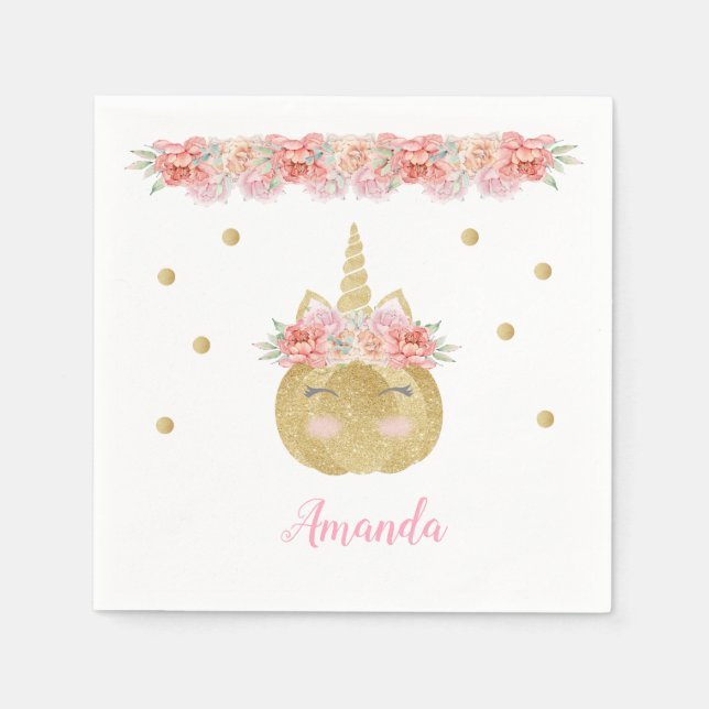 Unicorn Pumpkin Paper Napkin Serviette (Vorderseite)