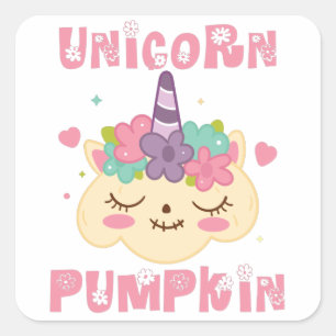 Unicorn Pumpkin Princess Quadratischer Aufkleber