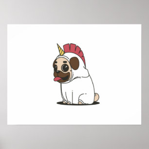 Unicorn Puppy   Niedlicher Mops Dog Lover Gift Poster