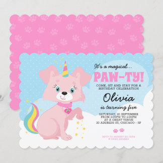 Unicorn Puppy - Unipuppy Girly Birthday Einladung
