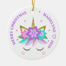 Unicorn Purple Flowers Glitzer Personalisierter Na