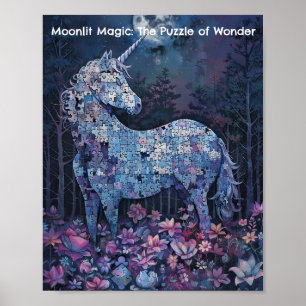 Unicorn Puzzle Mitternacht - Fantasy Art Poster