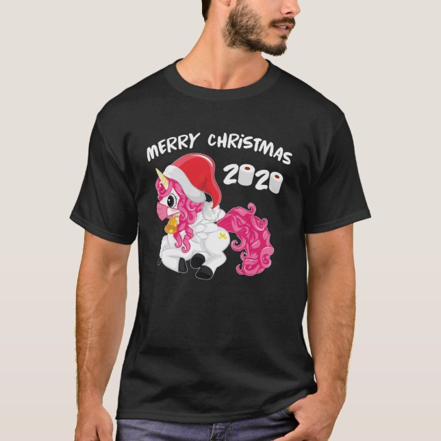 Unicorn Quarantine Christmas Face Mask 2020 Kids T-Shirt (Vorderseite)