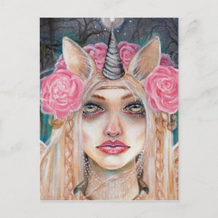 Unicorn Queen w Golden Eyes Postkarte