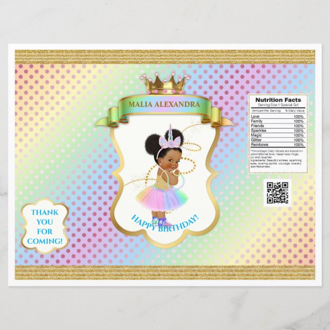 Unicorn Rainbow Afro Puffs Baby Chip Bag (Vorderseite)