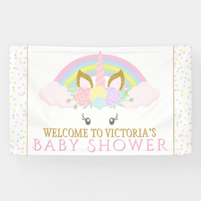 Unicorn Rainbow Baby Shower Banner (Horizontal)