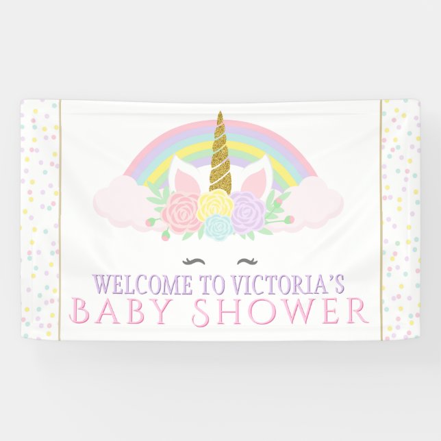 Unicorn Rainbow Baby Shower Banner (Horizontal)