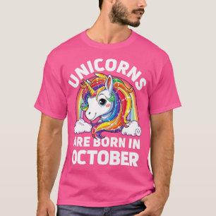 Unicorn Rainbow Birth Geboren im Oktober T-Shirt