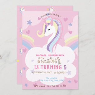 Unicorn Rainbow Birthday Einladung