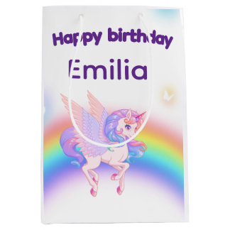 Unicorn Rainbow Birthday Gift Bag Mittlere Geschenktüte
