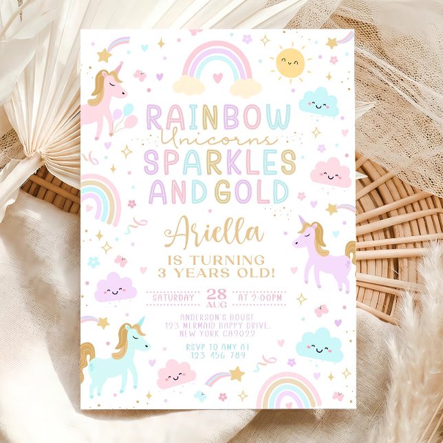 Unicorn Rainbow Birthday Invitation, 3rd Birthday  Einladung (Von Creator hochgeladen)