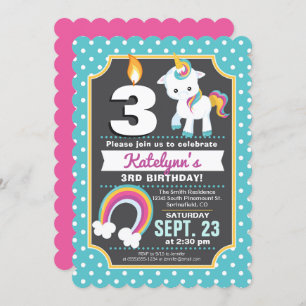 Unicorn & Rainbow Birthday Invitation Girl Einladung