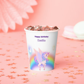 Unicorn Rainbow Birthday Invitation Paper cup Pappbecher
