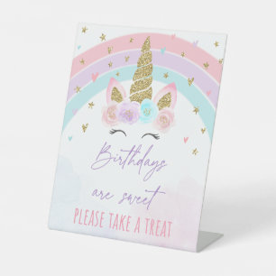 Unicorn Rainbow Birthday Leckereien Sockelschild