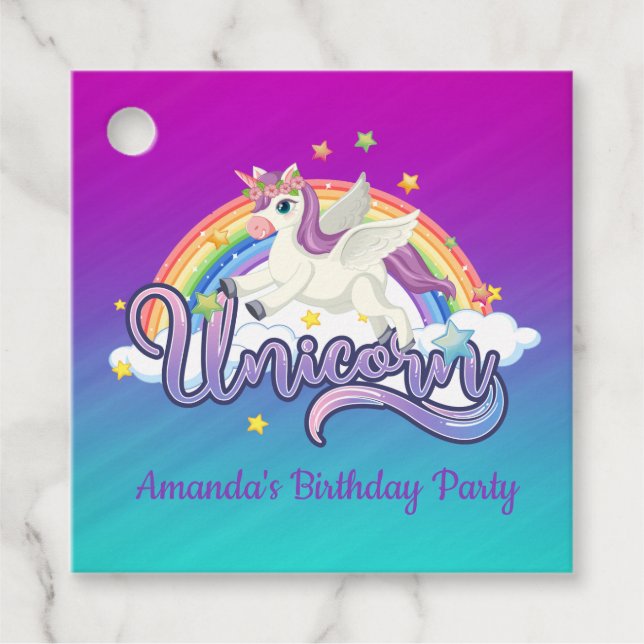 Unicorn Rainbow Birthday Magical Whimiscal Geschenkanhänger (Vorderseite)