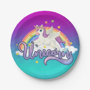 Unicorn Rainbow Birthday Magical Whimiscal Pappteller