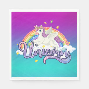 Unicorn Rainbow Birthday Magical Whimiscal Serviette