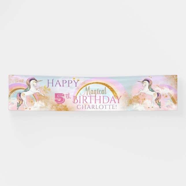 Unicorn Rainbow Birthday Party Banners Banner (Horizontal)