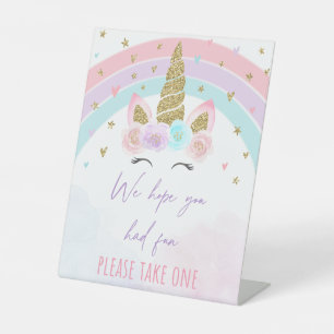 Unicorn Rainbow Birthday Party Gefallen Sockelschild