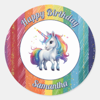Unicorn Rainbow Birthday Sticker