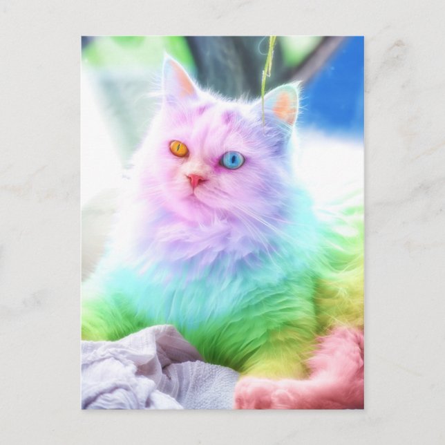 Unicorn Rainbow Cat Postkarte (Vorderseite)