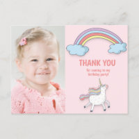Unicorn Rainbow Child's Foto Geburtstag Vielen Dan