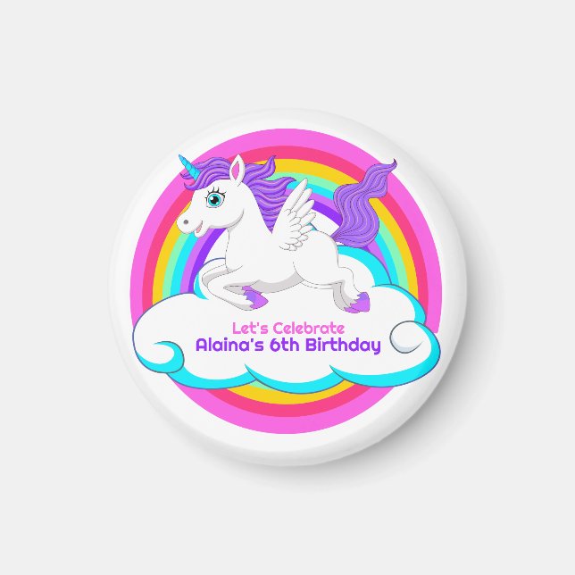 Unicorn Rainbow Clouds Stars Bounce House Gift Magnet (Vorne)