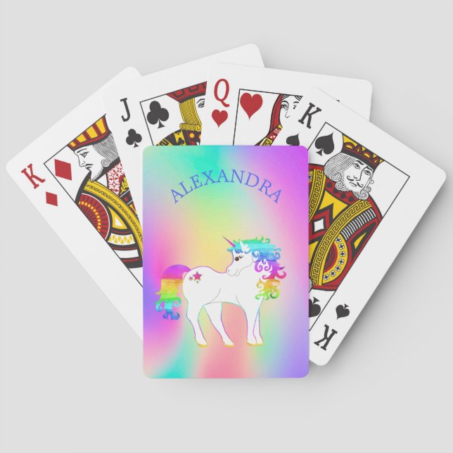 Unicorn Rainbow Colorful Personal School Spielkarten (Rückseite)