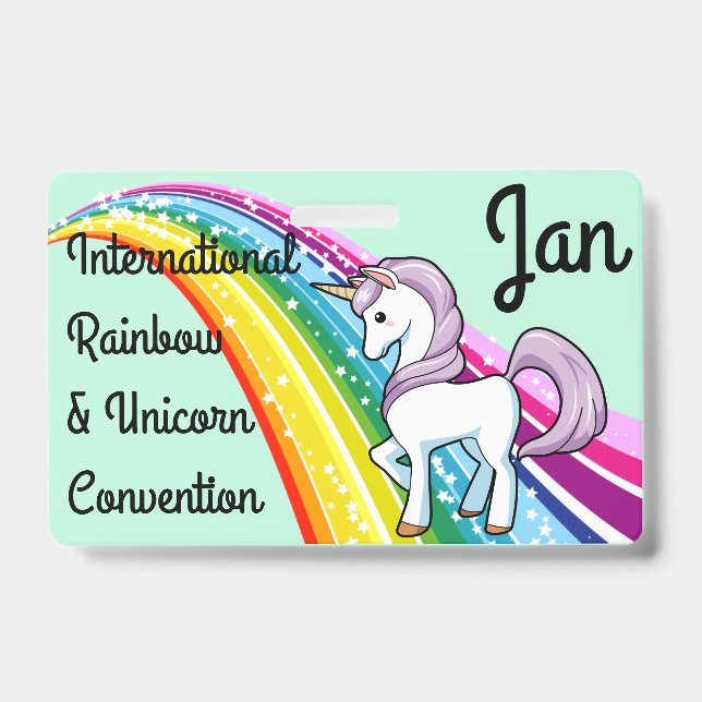 Unicorn & Rainbow Convention Abzeichen Personalisi Ausweis (Vorderseite)