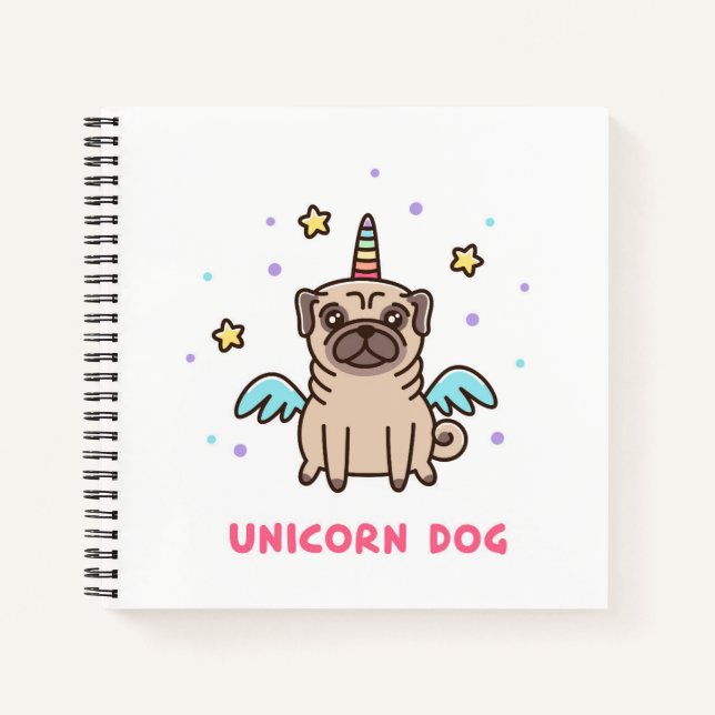 Unicorn Rainbow Dog Notizbuch (Vorderseite)