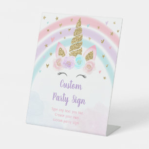 Unicorn Rainbow Editable Birthday Sockelschild