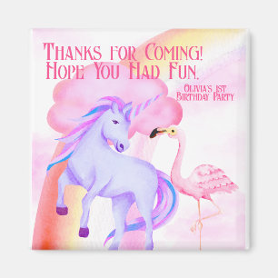Unicorn Rainbow Flamingo Birthday Party Gefallen Magnet